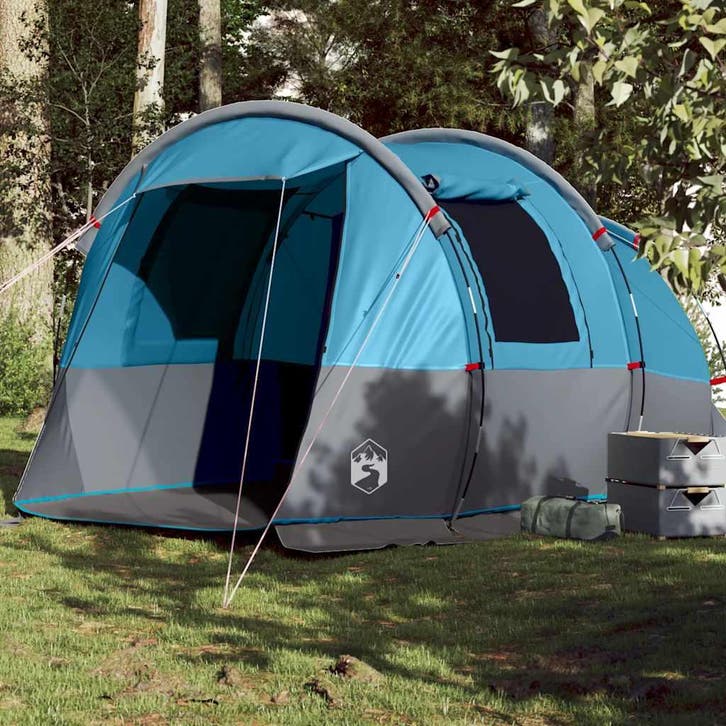 vidaXL Tunneltent 4-persoons waterdicht blauw, Caravans en Kamperen, Tenten, Nieuw, tot en met 2, Verzenden