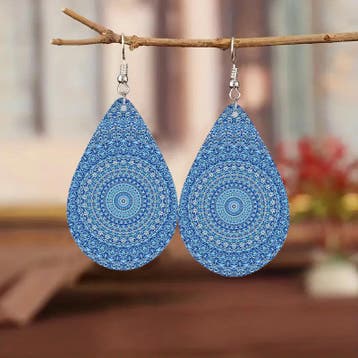 Blauw Mandala druppelvormig - Afrikaanse oorbellen, Ophalen of Verzenden, Nieuw