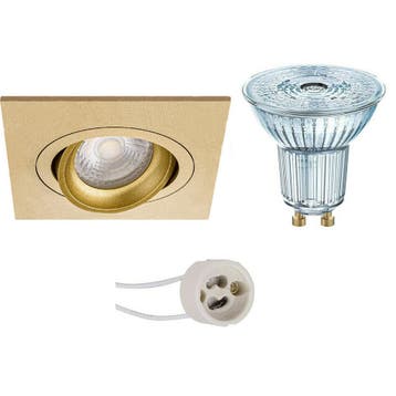 GU10 Inbouwspot Set - Mat Goud - Inbouw Vierkant - Dimbaar -, Huis en Inrichting, Lampen | Spots, Metaal of Aluminium, Nieuw, Ophalen of Verzenden