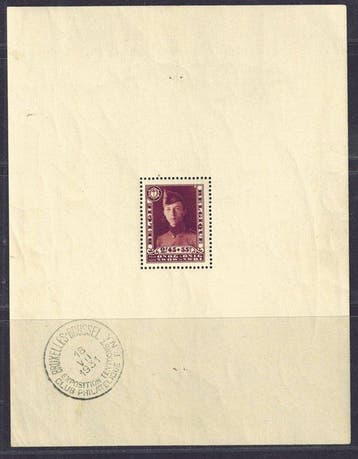 België 1931 - Korporaal in ft 122mm x 158mm, - OBP: Blok 3, Gestempeld