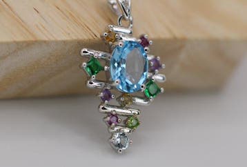 Zonder minimumprijs - Ketting met hanger Zilver - 2.40ct.