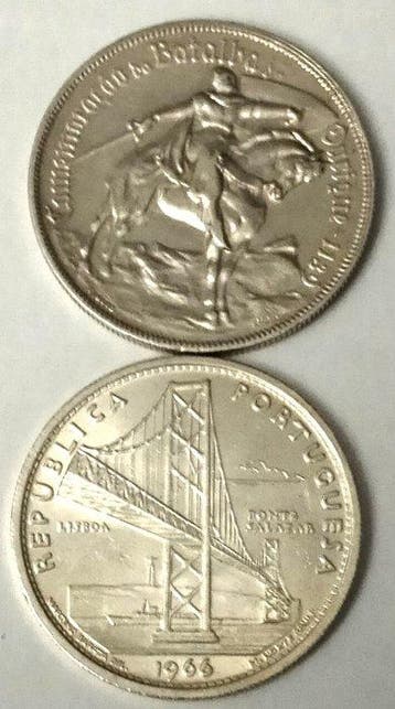 Portugal. Republic. 10 + 20 Escudos -1928 + 1966 - 2 Moedas