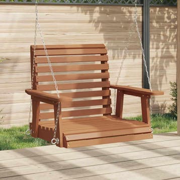 vidaXL Tuinschommelstoel met metalen kettingen massief, Verzenden, Nieuw, Hout