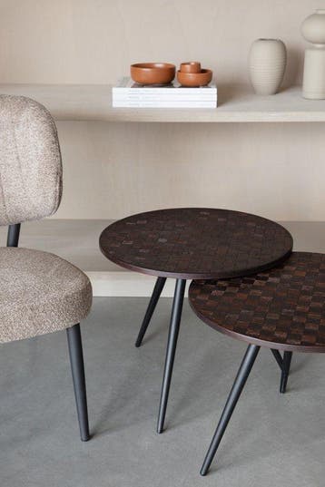 2dekans | Housecraft Living Webster Bijzettafel Rond Teak, Huis en Inrichting, Tafels | Eettafels, Ophalen of Verzenden, Zo goed als nieuw