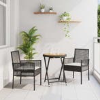 vidaXL Tuin Bistro Set 3 pcs Zwart poly rattan, Verzenden, Nieuw, Rotan, 3 zitplaatsen
