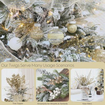 8x Glitter Bessen Takken - Kerstdecoratie & Feestaccessoires, Huis en Inrichting, Verzenden, Nieuw
