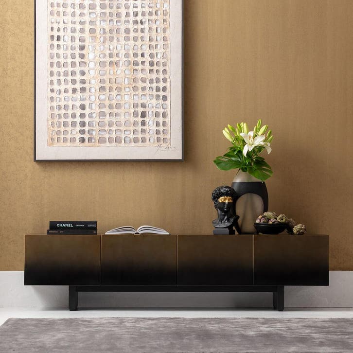 *WOONWINKEL* Kare Design Prezioso Design Tv-meubel Zwart Met, Huis en Inrichting, Kasten | Televisiemeubels, Nieuw, Verzenden