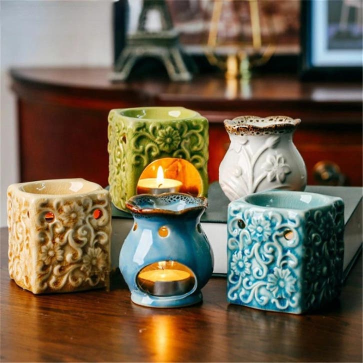 Retro Keramische Aromatherapiebrander met Crack Glaze Design, Huis en Inrichting, Woonaccessoires | Kandelaars en Kaarsen, Nieuw