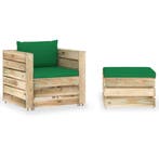 vidaXL 2-delige Loungeset met kussens groen geïmpregneerd, 2 zitplaatsen, Verzenden, Nieuw, Loungeset