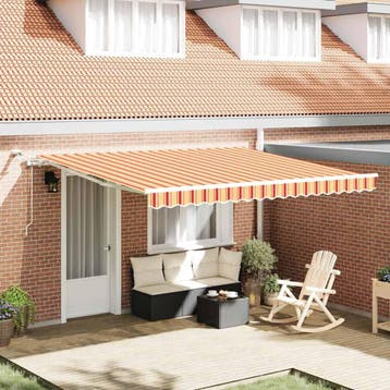 vidaXL Uitschuifbare luifel Geel en Oranje 400 × 300 cm, Verzenden, Nieuw