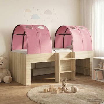 vidaXL Hoge Bed Frame voor Kids met Tunnel Sonoma eiken en, Verzenden, Nieuw, Bruin, Hout