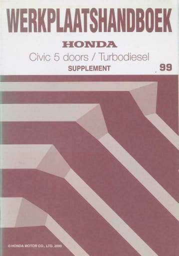 1999 Honda Civic 5 deurs TB Diesel Handboek Supplement, Verzenden