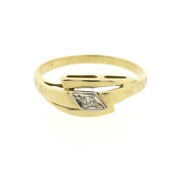 Gouden ring met diamant, Gebruikt, Ophalen of Verzenden, 17 tot 18, Met edelsteen