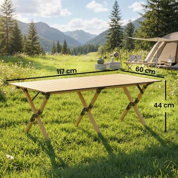 Campingtafel 117 X 60 Cm Aluminium Opklaptafel Met Oprolbare, Verzenden, Nieuw