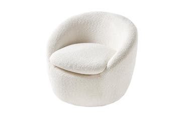 Fauteuil ALPINE 360° draaibaar bouclé wit - 43531, Huis en Inrichting, Ophalen of Verzenden, Nieuw