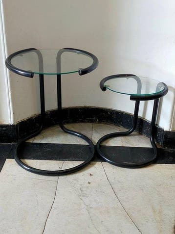 Bijzettafel - Metaal, Glas - Twee bijzettafels