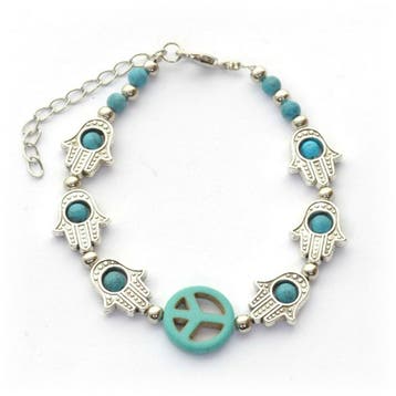 Fako Bijoux - Armband - Turquoise - Hamsa Peace, Verzenden, Nieuw