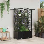 vidaXL Verhoogd Bed met Trellis en Dak Zwart 122 x 40 x 141, Verzenden, Nieuw, Minder dan 60 cm, 60 cm of meer