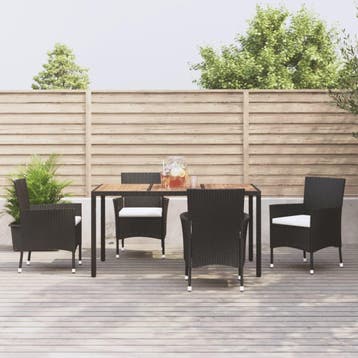 vidaXL 5-delige Tuinset met kussens poly rattan zwart, Verzenden, Nieuw, 4 zitplaatsen, Tuinset