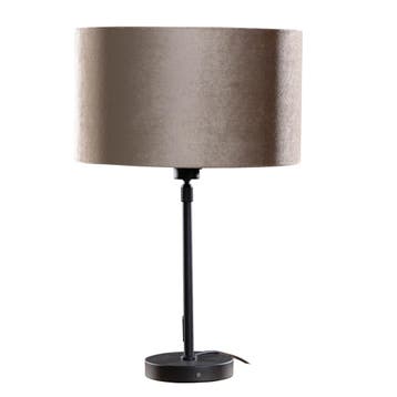 Tafellamp zwart met velours kap taupe 35cm - Parte, Verzenden, Nieuw
