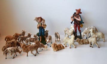 Kerstdecoratie complete set schapen en herders - Italy - 22, Nieuw