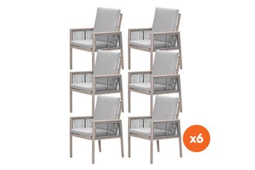 Set van 6 - GI Decala rope dining tuinstoelen - Zand, Verzenden, Nieuw, Overige materialen