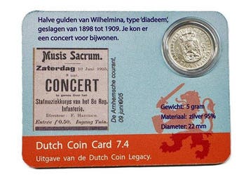 Nederland. Wilhelmina. 1/2 Gulden 1905 in Dutch Coin Card, Postzegels en Munten, Munten | Nederland