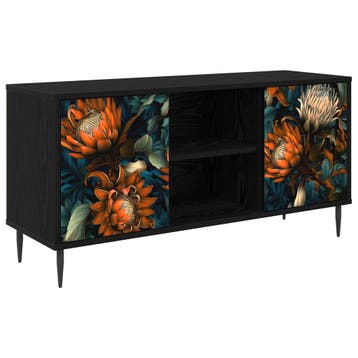 vidaXL Tv-meubel LOCHEM 102 x 33 x 51 cm Zwart eiken Bewerkt, Minder dan 50 cm, Verzenden, Nieuw, Minder dan 100 cm