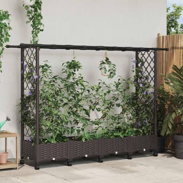 vidaXL Verhoogd Bed met Trellis en Dak Bruin 203 x 40 x 127, Verzenden, Nieuw, Minder dan 60 cm, 60 cm of meer