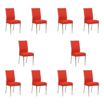 Set van 10 Leren eetkamerstoelen Real - Toledo Ferrari, Ophalen of Verzenden, Nieuw, Leer, Vijf, Zes of meer stoelen