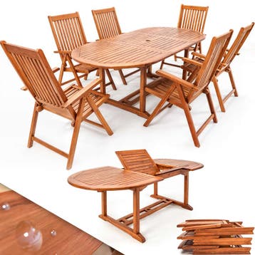 Tuinset Vanamo 7-delig Eucalyptushout FSC®-gecertificeerd, Tuin en Terras, Tuinsets en Loungesets, Verzenden, Nieuw