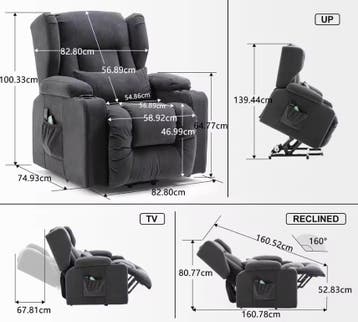 Elektrische Relaxstoel Sta-op Hulp Massage TV Fauteuil, Verzenden, Nieuw