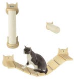 Kattenklimmuur 3-delig –Houten Klimset met Krabpaal en Ladde, Verzenden, Nieuw