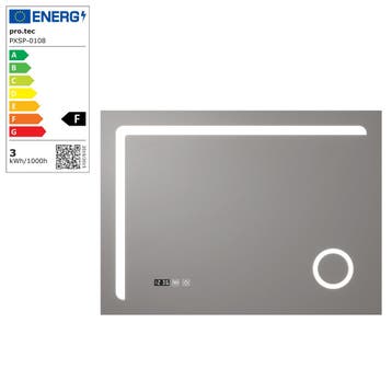 [pro.tec] Spiegel Chambave met LED verlichting 70x100x3 cm z, Huis en Inrichting, Woonaccessoires | Spiegels, Verzenden, Nieuw