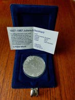 Nederland. 50 Gulden Zilveren munt 1987 Juliana en Berhard, Postzegels en Munten