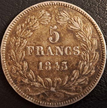 Frankrijk. Louis Philippe I. 5 Francs 1843-W, Lille (Zonder