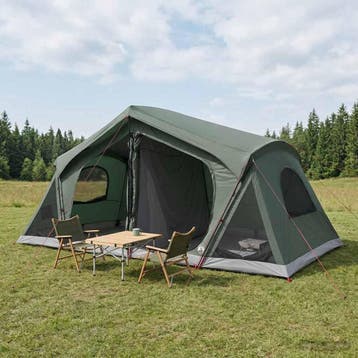vidaXL Huisje Tent Legergroen 10-persoons Polyester en staal, Verzenden, Nieuw, Tot en met 2