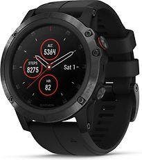 Garmin Fenix 5X Plus 51 mm zwart met siliconenarmband zwart, Verzenden, Zo goed als nieuw