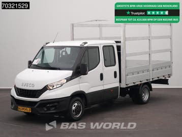 Iveco Daily 35C14 Dubbel Cabine Open Laadbak Huif Dubbelluch, Stof, Gebruikt, Euro 6, Iveco
