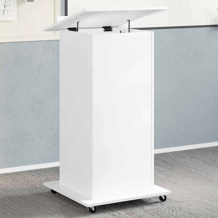 vidaXL Lessenaar met wielen en lade 55x55x107 cm bewerkt, Huis en Inrichting, Bureaus, Nieuw, Verzenden