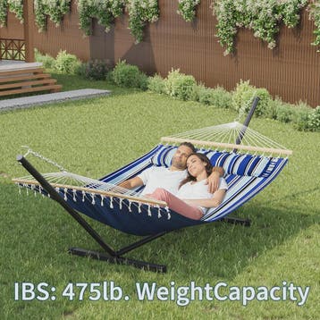Dubbele Hangmat met Standaard - Ruim, Comfortabel & Draagbaa, Tuin en Terras, Verzenden, Nieuw