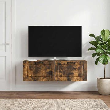 vidaXL Wandbeugel TV-kast Gerookt eiken 98 x 41 x 30 cm, Huis en Inrichting, Kasten | Televisiemeubels, Minder dan 50 cm, Verzenden