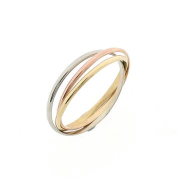 Tricolor gouden trinity ring, Gebruikt, 20 of groter, Ophalen of Verzenden, Dame