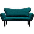 Evila Originals Elegante 2-zits Slaapbank In Petrolblauw -, Blauw, Tweepersoons, 190 cm of minder, Zo goed als nieuw
