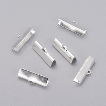 10 x  verzilverde veterklem 20 x 4mm (Veterklemmen), Ophalen of Verzenden, Nieuw, Overige typen