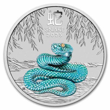 Lunar III - Year of the Snake blue - 5 oz 2025, Verzenden, Losse munt, Zilver