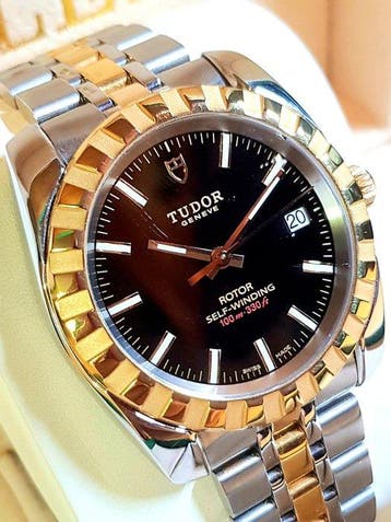 Tudor - Geneva Classic Date - 38mm - BLACK DIAL - Zonder, Sieraden, Tassen en Uiterlijk, Horloges | Antiek