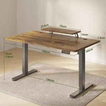 Elektrisch Sta-Zit Bureau 140 × 60 cm met Monitorstandaard, Verzenden, Nieuw