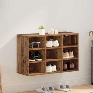 vidaXL Schoenenkast 77,5 x 30 x 51 cm Bewerkt hout Oud hout, Verzenden, Nieuw