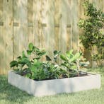 vidaXL Plantenbak verhoogd 100x100x33,5 cm staal wit, Verzenden, Nieuw, Metaal